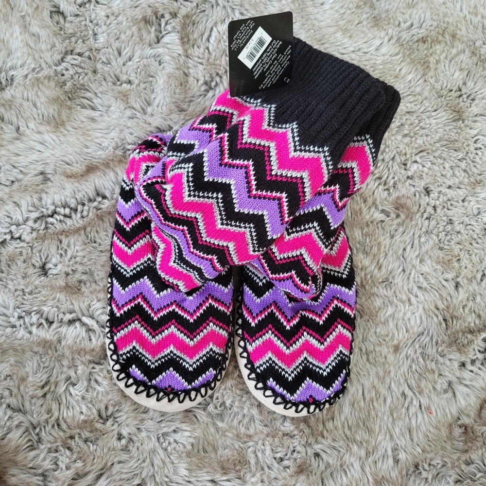 Jacques Morét Slouch Slippers Pink and Purple Zigzag Striped Size M/L 7.5-10